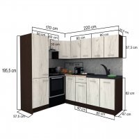 Bucatarie de Colt GENA NEW 6 ST. 170-220, Fara Corp de Cuptor, Wenge / Decor 0244